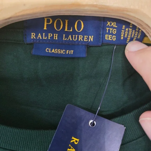 Polo Ralph Lauren Mens Green Long Sleeve Plaid Logo T-Shirt XXL Classic Fit NEW